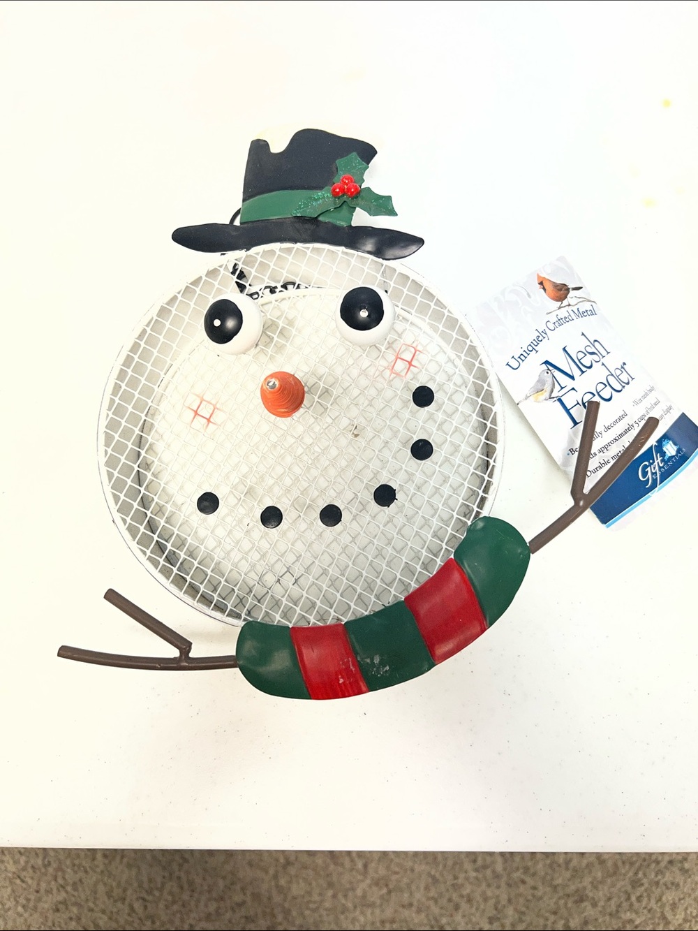 Festive Snowman Mesh Bird Feeder